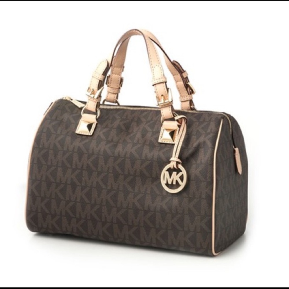 Michael Kors Large Monogram Satchel with Matching Wallet AUTHENTIC!!!